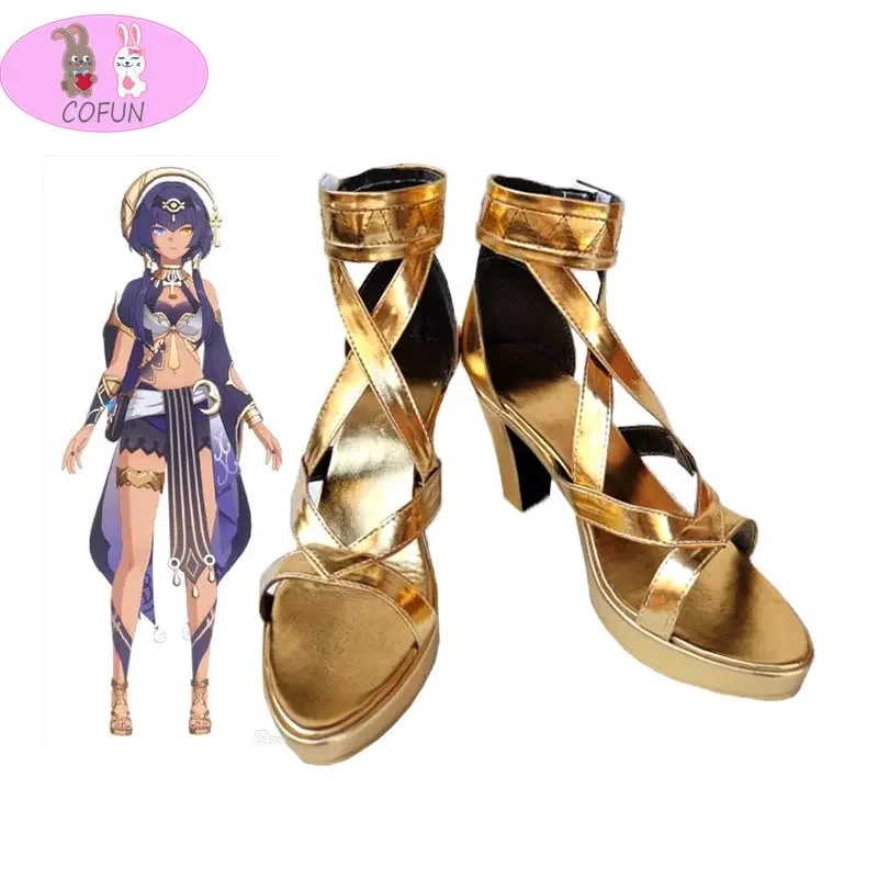 COFUN Genshin Impact Candace Cosplay Shoes Boots Game Halloween Game Genshin High Heel Shoes Women Men