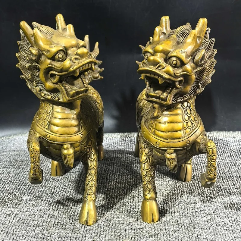 Wholesale direct supply of antique-style copper-kilin Women's Clothing Yuanbao Kirin Fire Dragon Bronze Ornament Craft