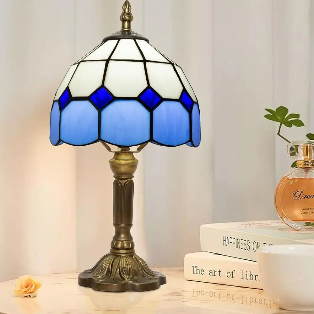 

Ppbmocw Small Tiany Table Lamp, 3 Color Temperature, 8 Inch Antique Stained Glass Lamp or Bedroom Living Room Home, Handcrated L