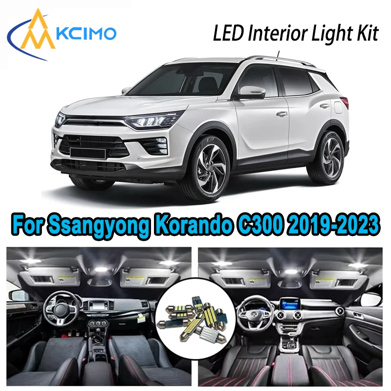 

High-Quality LED Interior Kit for Ssangyong Korando C300 2019-2023 2021 2022 Premium Error-Free Dome Map Trunk Automotive Lamps