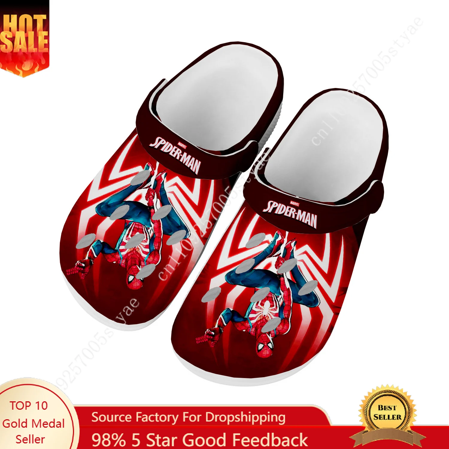 

Marvel Spider Man Peter Parker Sandals Mens Women Water Shoes Home Garden Clogs Custom Made Beach Bath Breathable Hole Slippers