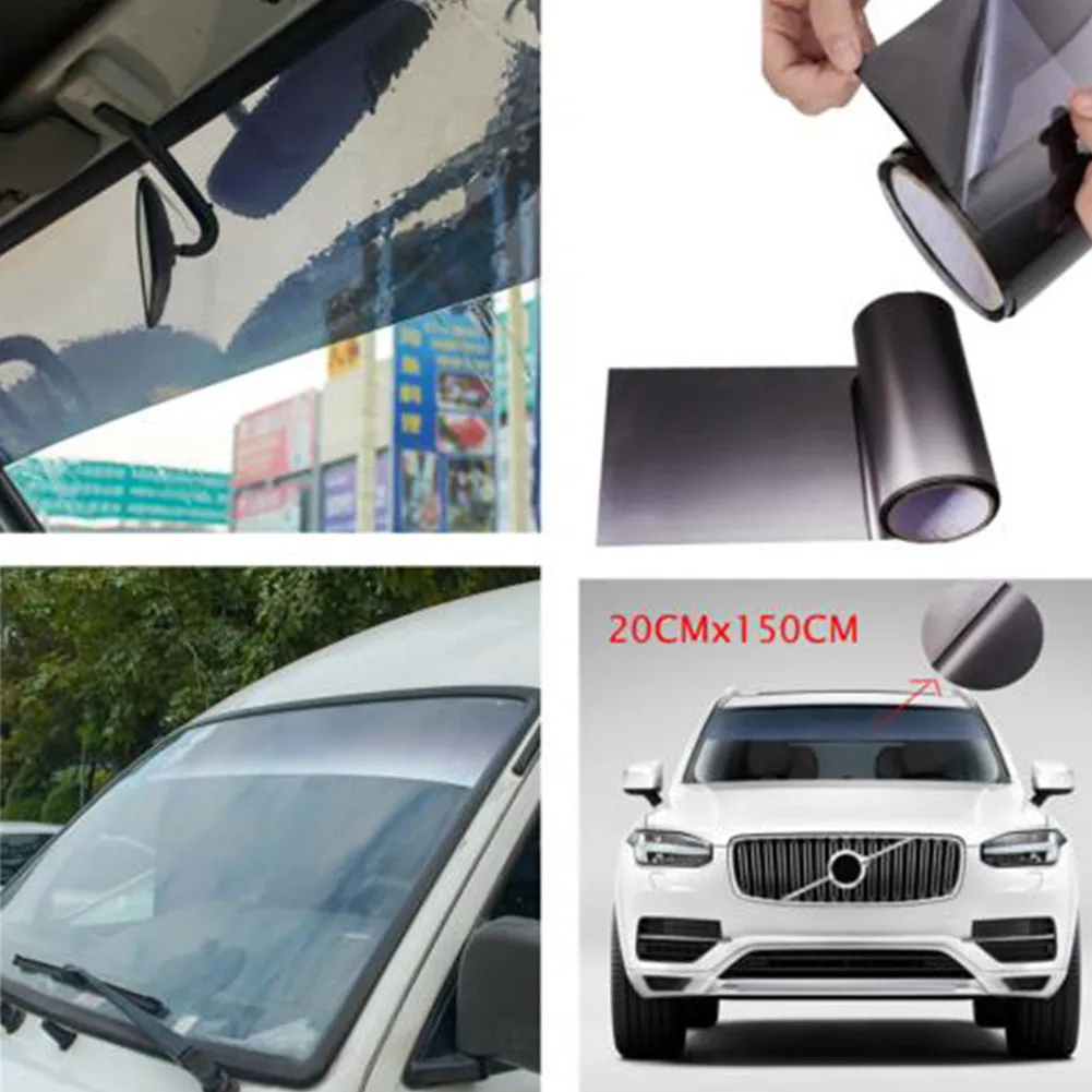 UV Protected Car Sun Front Film UV Shade Water Resistant With Scraper Banner Sun Visor Tint 20CMx150CM Front Windshield