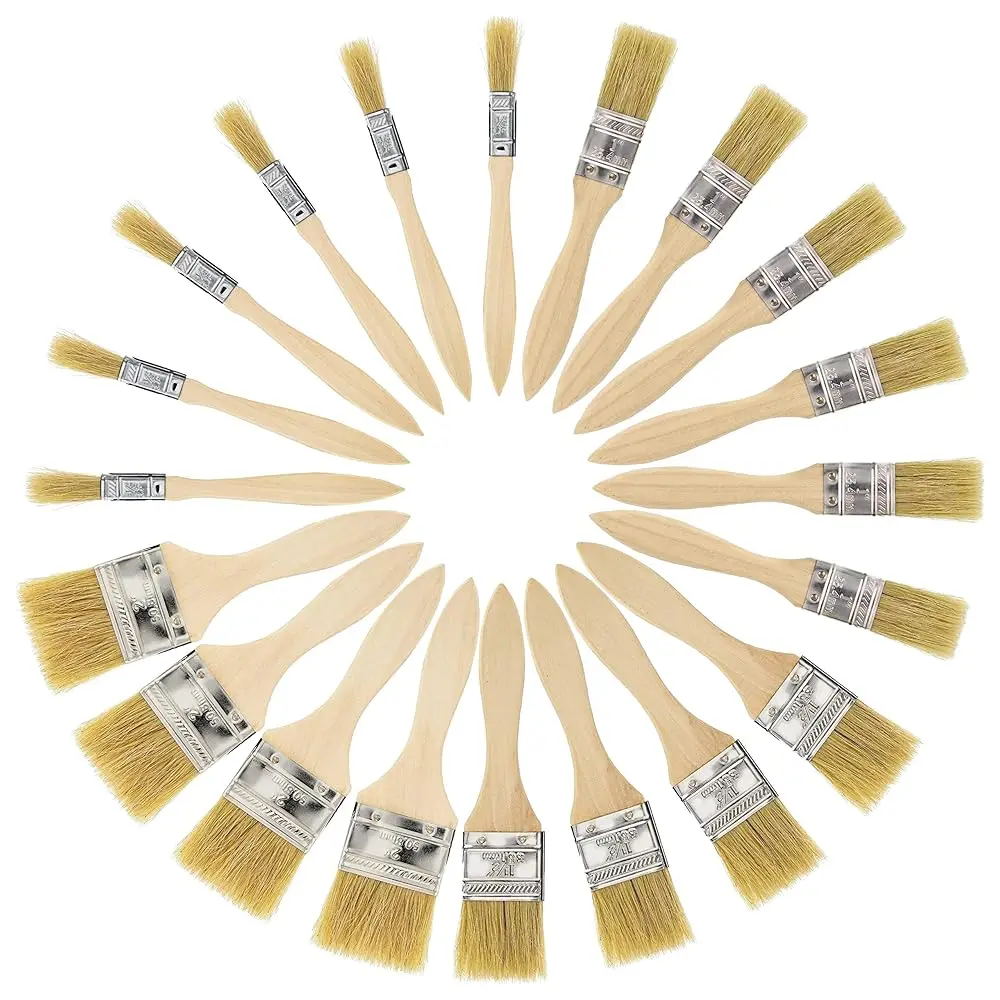 

Набор из 20 кистей для рисования и нанесения покрытий различных размеров, для красок, битумных составов, лаков, клеев и гессо.