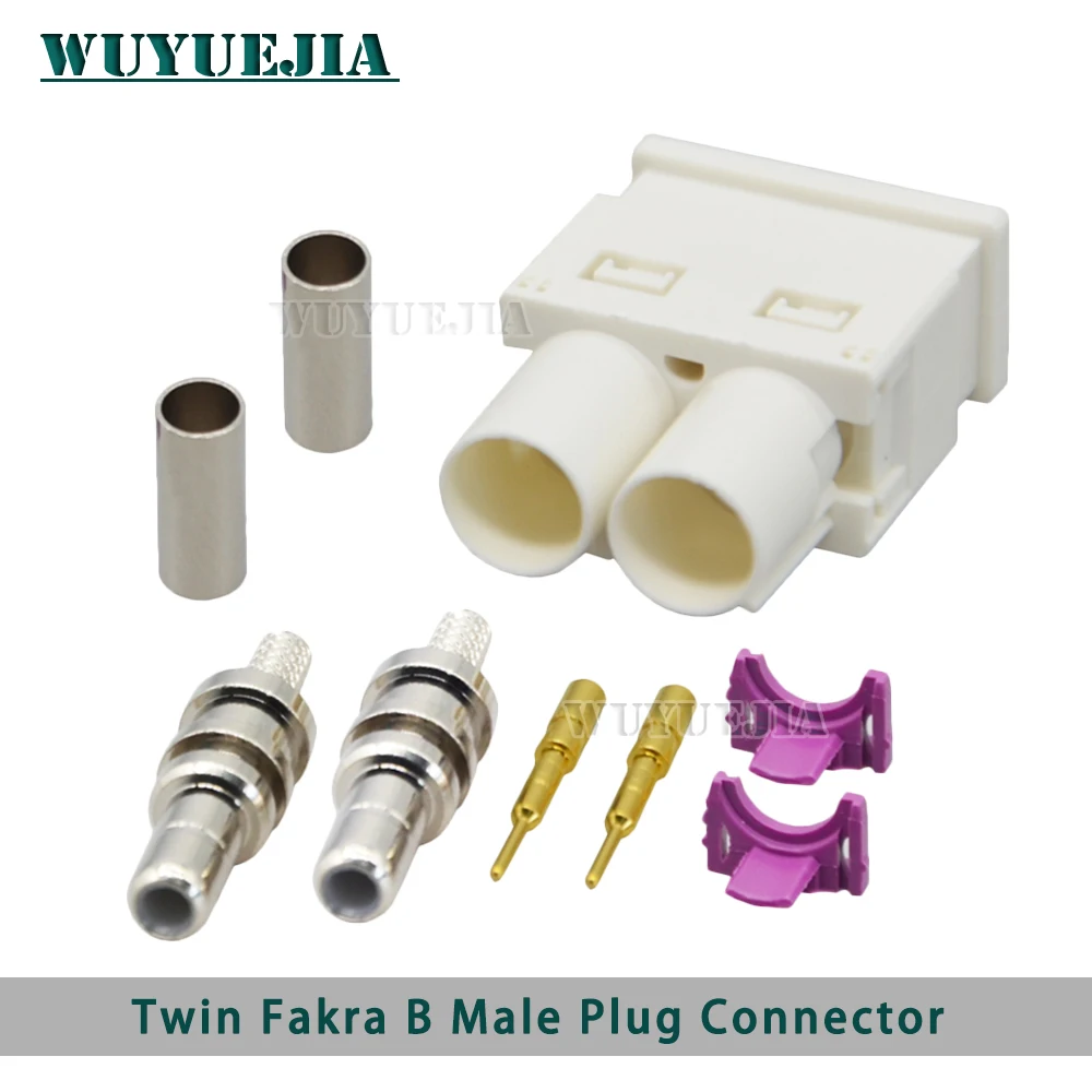 Double Fakra B Male Plug Twin Fakra II SMB Connector 50 Ohm RF Coaxial Connectors Dual Fakra for RG316/ RG174 Cable 1pcs / 10pcs