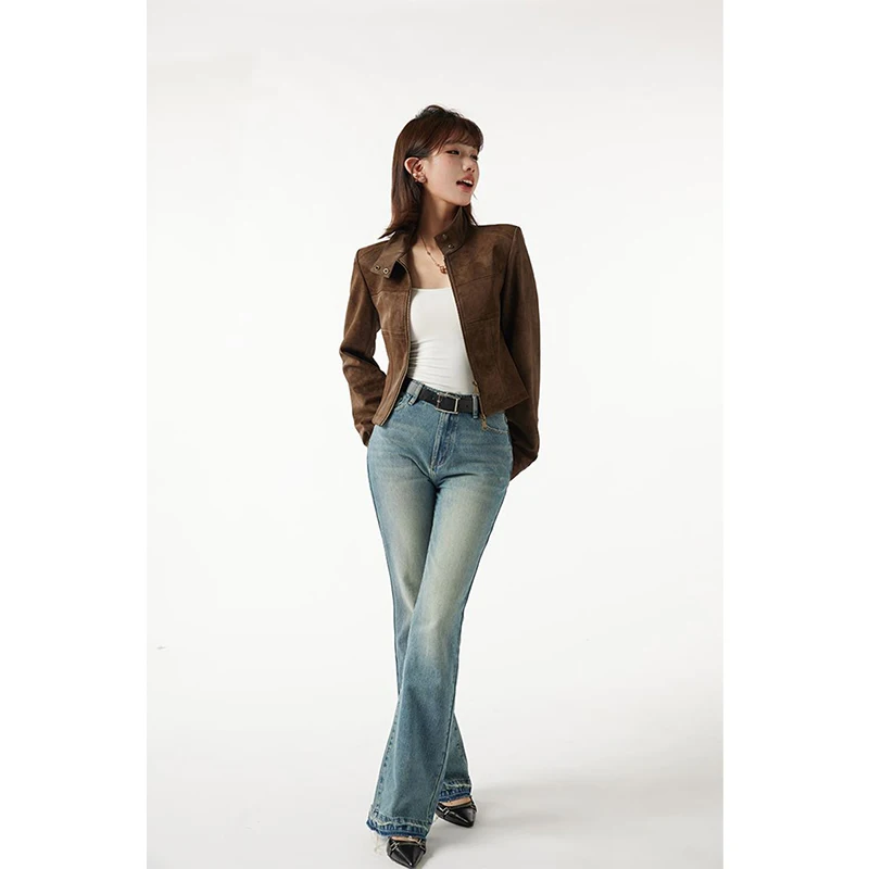 Giacca in pelle Pu vintage da donna Y2K Harajuku cappotti da moto corti inverno streetwear capispalla a maniche lunghe con cerniera grunge nuovo