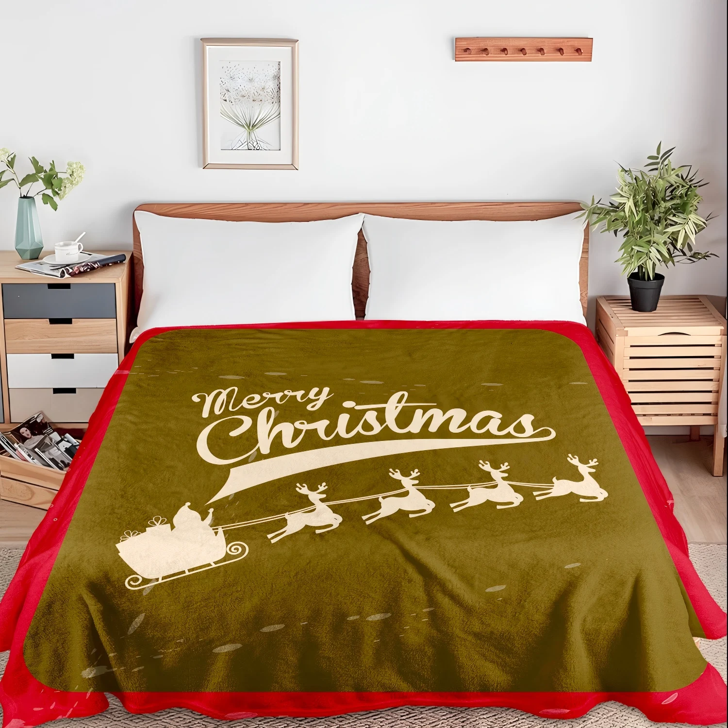 1 قطعة موضوع عيد الميلاد الرنة سانتا كلوز الفانيلا بطانية عيد الميلاد عطلة رمي لينة الدافئة مهرجان ديكور البطانيات هدايا مثالية