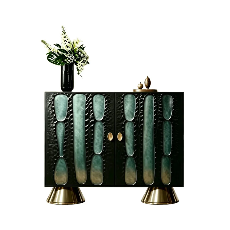 light luxury solid wood entryway cabinet, entrance hallway decorative cabinet, home living room, carved side cabinet c