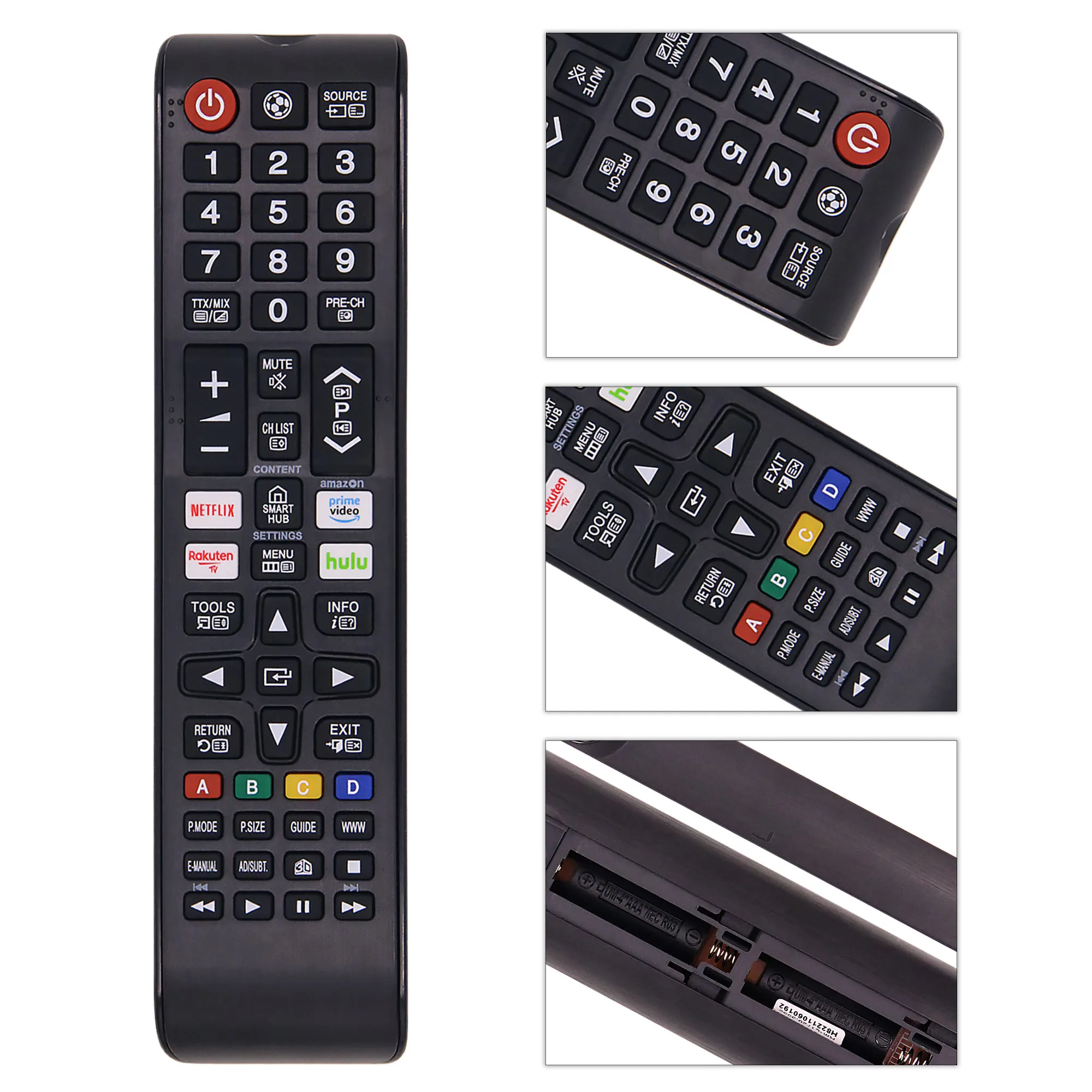 Universal Samsung TV Remote for all Samsung Smart TVs LCD LED UHD QLED 4K with Netflix, HULU, Prime Video Rakuten TV Buttons