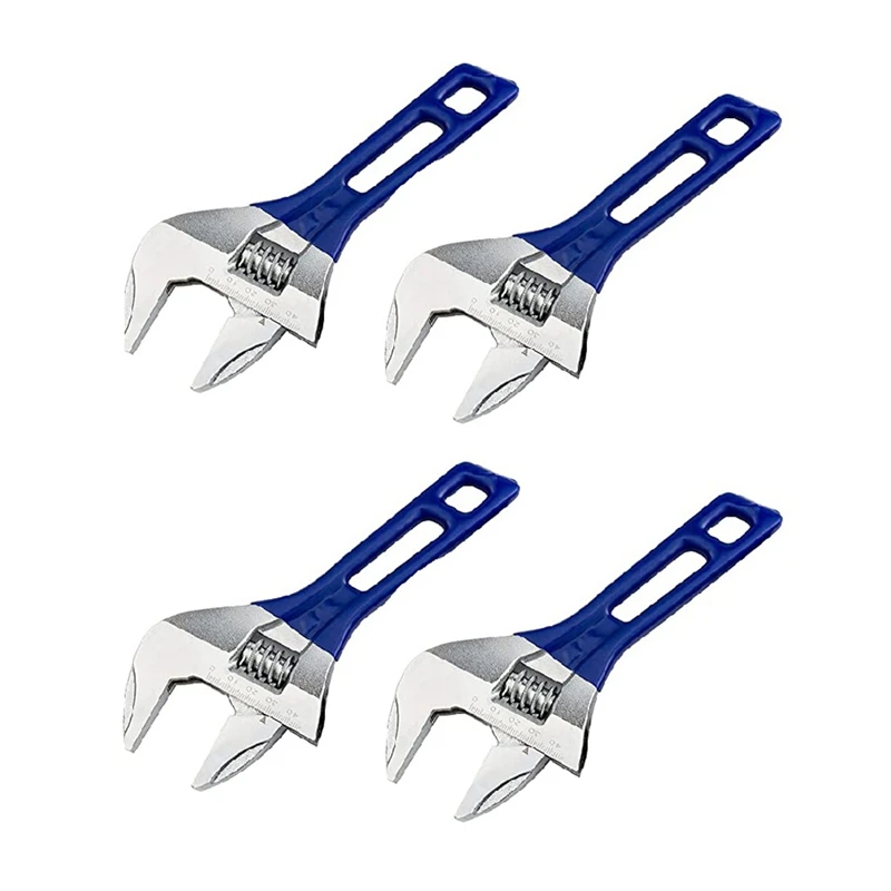 

4 PCS 8In(210Mm) Short Handle Adjustable Wrench With About 1.7In Wide Jaw Opening For Plumbing Auto Repair Home Maintenance