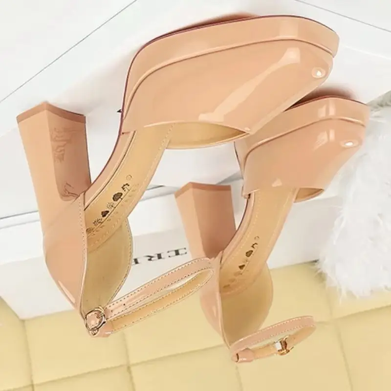 

Весенние женские туфли-лодочки из лакированной кожи BIGTREE, элегантная обувь на массивном каблуке и платформе с пуговицами на щиколотке, Zapatillas De Mujer