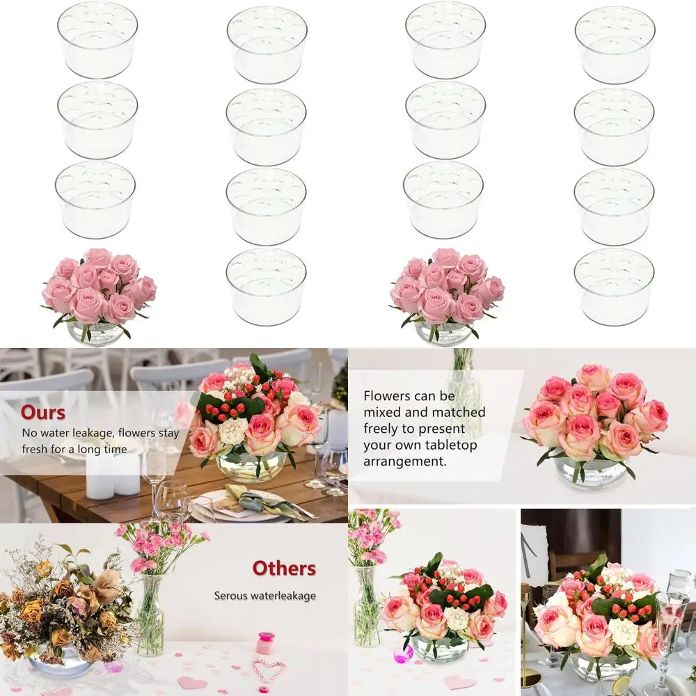 

Clear Acrylic Round Flower Vase, 5.51 Diameter with 12 Holes, Set of 8 for Weddings, Birthdays, and Event Centerpieces