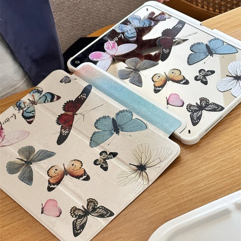 

Милый красочный чехол для планшета с зеркалом-бабочкой для iPad Air 11 дюймов, 13 дюймов, Pro 12,9 дюйма, 9,7 дюйма, 5, 6, 10,2 дюйма, 7, 8, 9, 10, Air 3 4 5 6, чехол