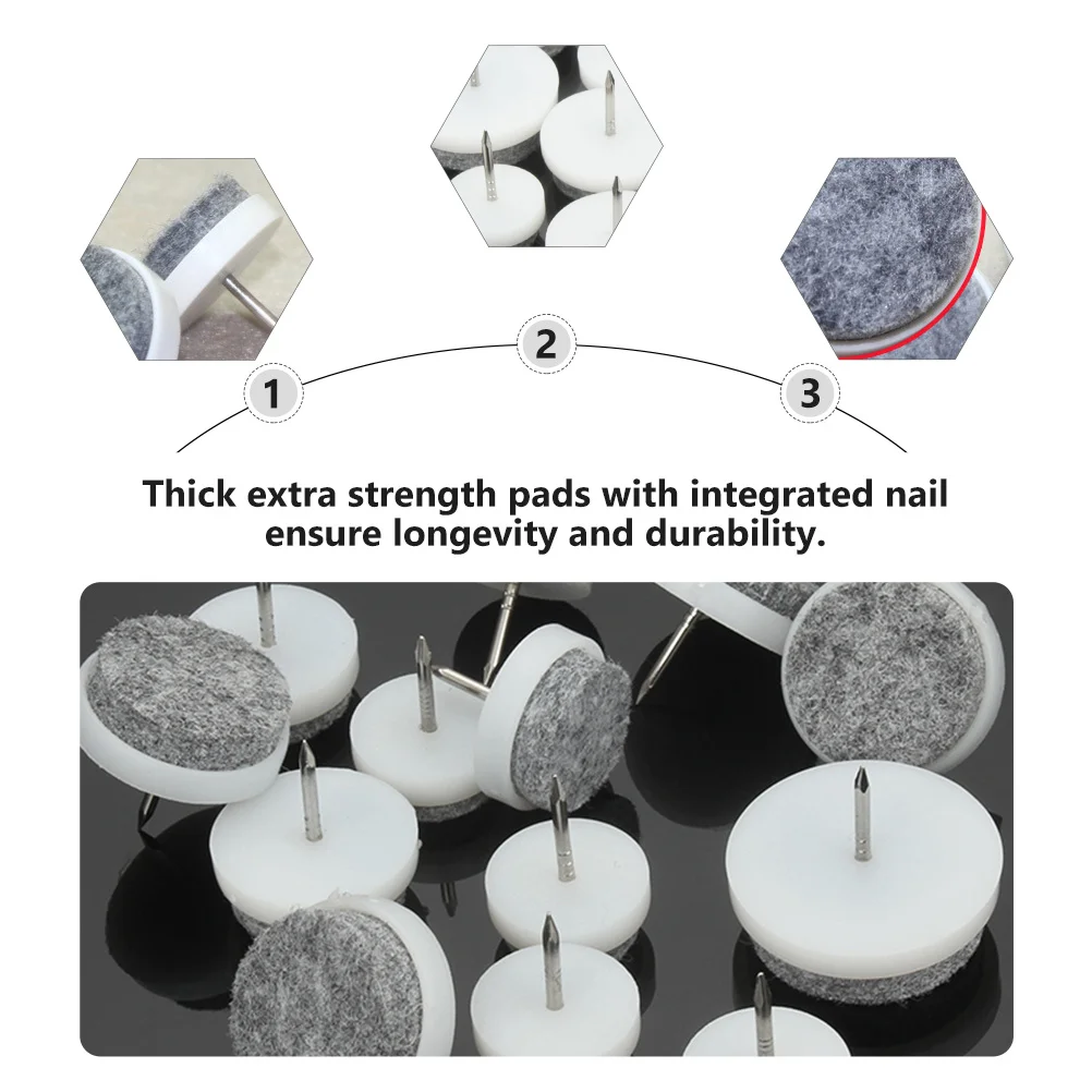 40 szt. Naklejek ochronnych na podłogę pod nogi krzeseł, ślizgacze do mebli, grube naklejki z gwintem do mocowania na meblach, do stołów i krzeseł w domu.