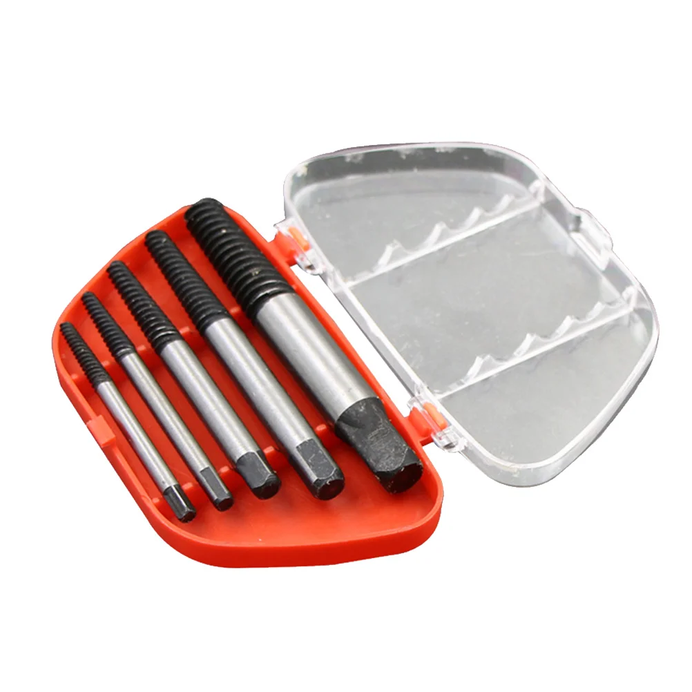 

5Pcs Screw Extractor Rugged Alloy Steel Build Easy Access Storage Box Multiple Patterns Ideal for DIY and Maintenance Work