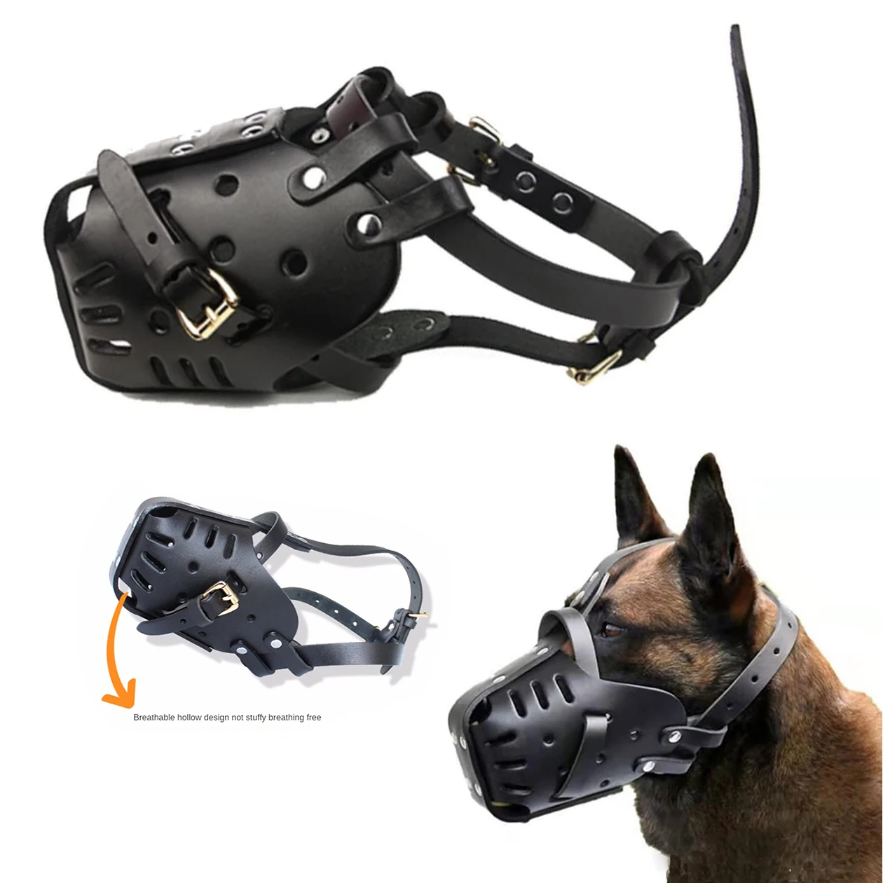 Leather Pet Dog Basket Muzzles, Anti Bite Mouth Cage,Training, Defense Masks for Small and Large Dogs, German Shepherd, Doberman