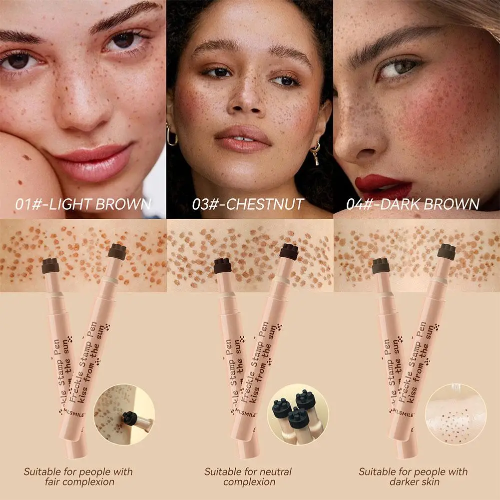 Pluma de pecas postizas naturales, delineador de ojos marrón, resistente al agua, maquillaje, herramienta de maquillaje