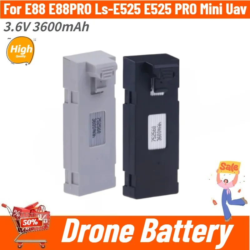 High Quality Battery 3.6V 3600mAh For E88 E99 P1 K7 E55 E88PRO Ls-E525 E525 PRO Mini Uav Drone Brand New Replacement Battery