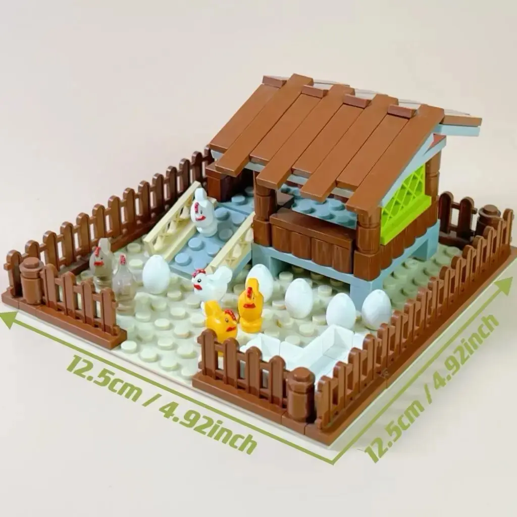 MOC Huhn Coop Henhouse Bausteine für Kinder Stadt Bauernhof Tiere Ziegel Spielzeug für Kinder Jungen Mädchen DIY Geschenke Juguetes – Detail 4