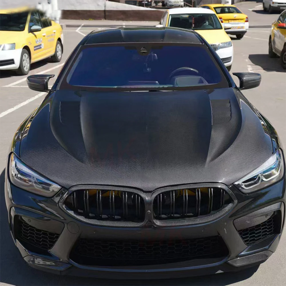Wet Carbon Fiber V Style Engine Hood Engine Bonnet for M8 Gran Coupe