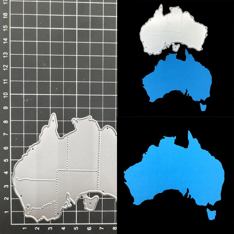 Map Australia Metal Cutting Dies Stencil Scrapbook Album Stamp Paper Card Embossing Decor Craft Knife Mould