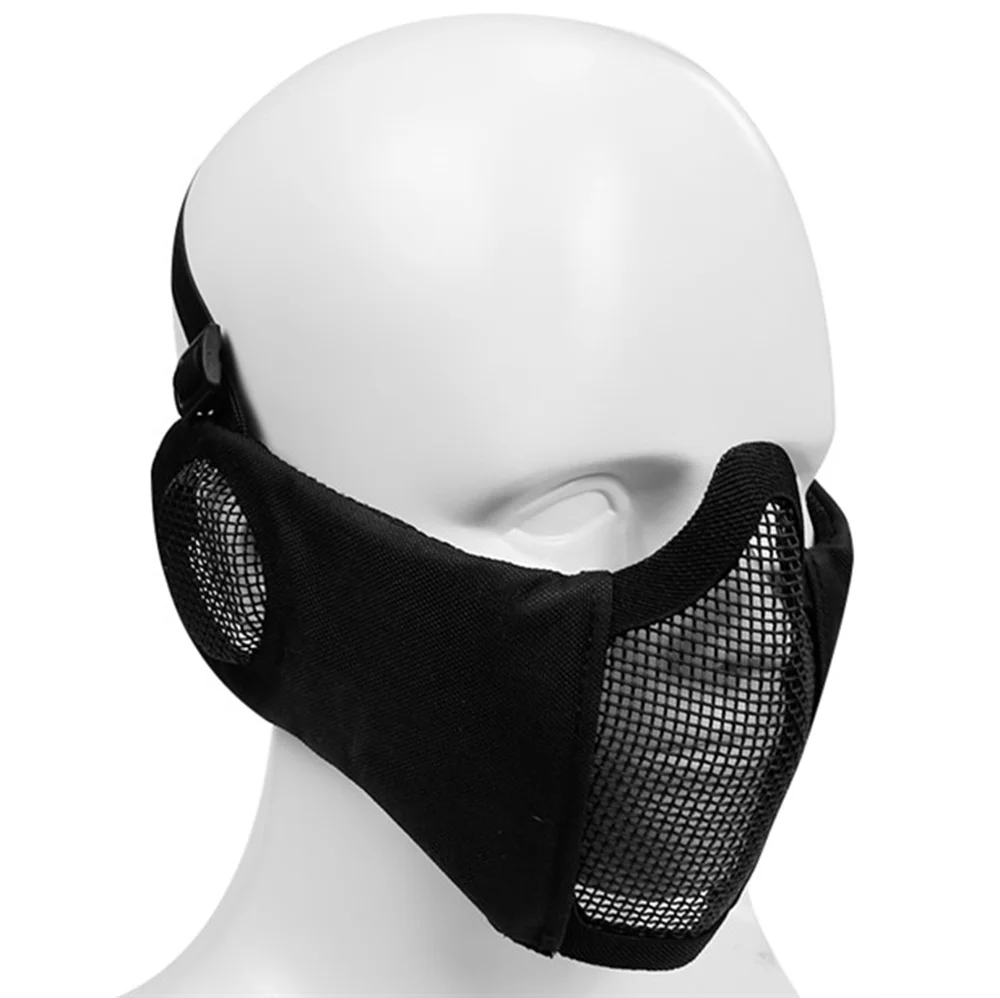 Tactical Half Face Mask Steel Mesh Protective Low-carbon Airsoft Shooting CS Wargame Cosplay Face Protective