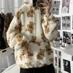 Men Spring Harajuku Loose Sweatshirt Autumn Man All-match Hoodies Teddy Coat M-3XL Korea Long Sleeve Pocket Oversized Hoodie Y2k