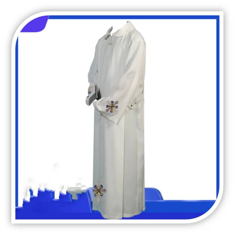 Priest ALB Church Garment Clergy Alb Priest White Vestment Worship Albs Robe Gown Clerical Liturgical Clothing Pastor