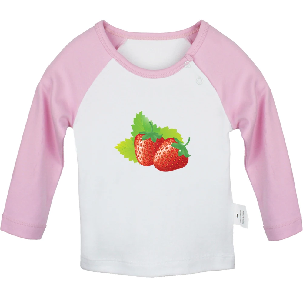 

Sweet&Sour Fruit Strawberry Printed Graphic Cute Baby T-shirts Kids Long Sleeves Tees 0-12M Infant T shirt Boy Girl Tops Clothes