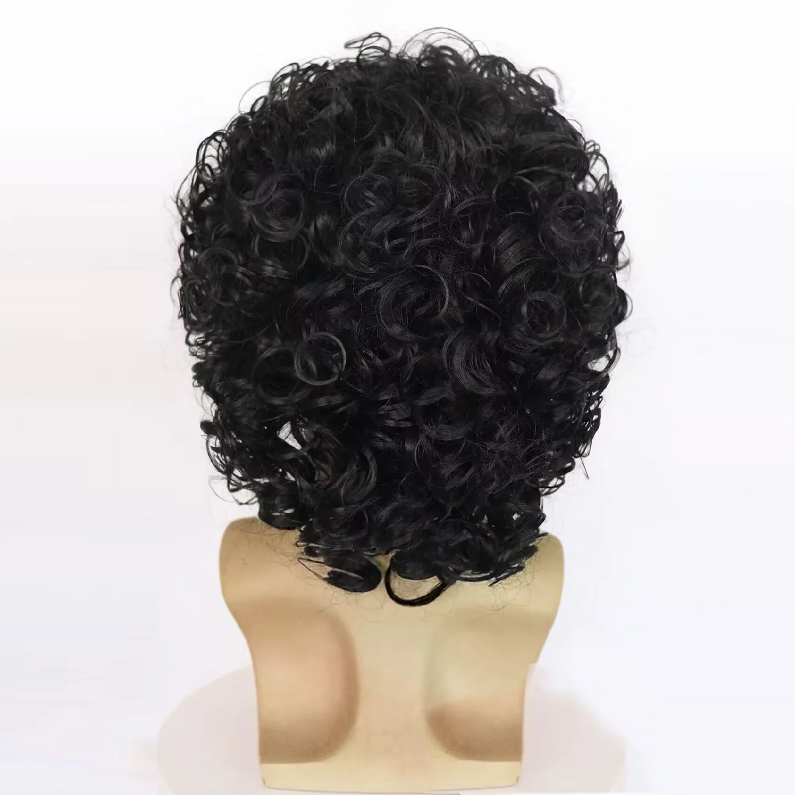 Afro Kinky Curly Wig Punk Rock Short Black Jerry Curl Fluffy Africa America Women Men Unisex 60s 70s 80s Halloween Wig