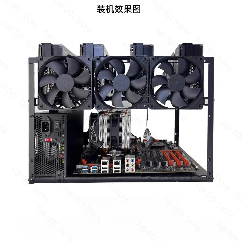 Open Air 4 GPU Mining Rig Frame Dual CPU EATX Case Rack Mountable for AI Super Computing