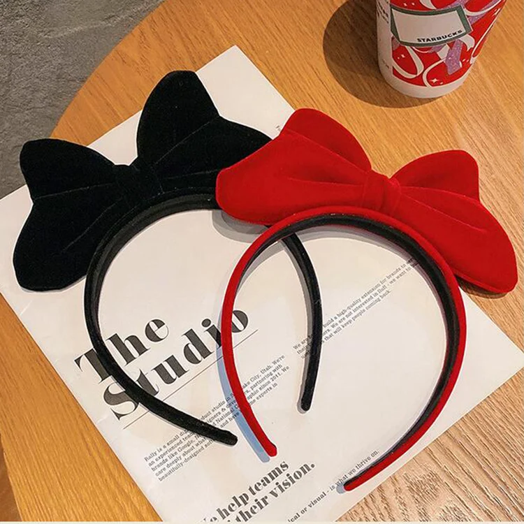 Women Large Bowknot Headband Elegant Velvet Bow Hair Band Girls Hairband Party Cute Hair Hoop Headwear Hair Accessories