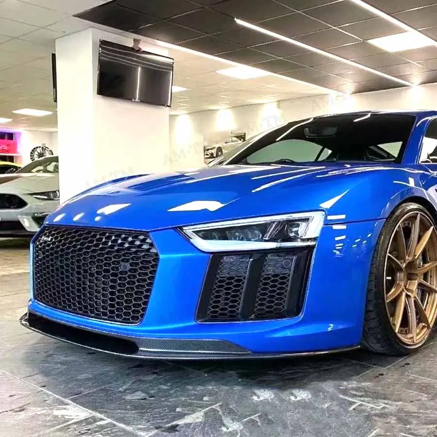 

For Audi R8 V8 V10 2017-2020 Carbon Fiber Car Front Bumper Splitter Front Lip Chin Spoiler Diffuser GT Style Upgrade Body kit