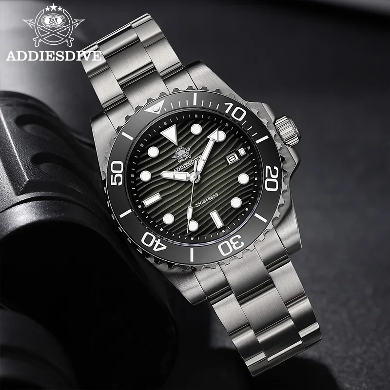 

ADDIESDIVE TOP Men Watch 3D Desert Texture 20Bar Waterproof 41mm 316L Stainless Steel BGW9 Luminous Date Display Quartz Watch