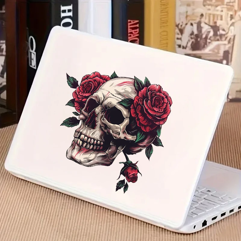 1pc Charming Rose Skull Sticker, Water-proof Home Wall Decal, Used for Wall, Bathroom, Cabinet, Door,Toilet, Car, Laptop