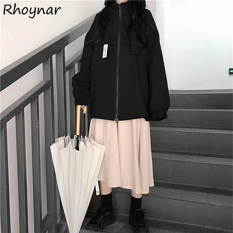 

Basic Jackets Women Patch Design Casual Loose Simple Students All-match Куртка Женская Korean Trendy Youth Cool Unisex Chic New