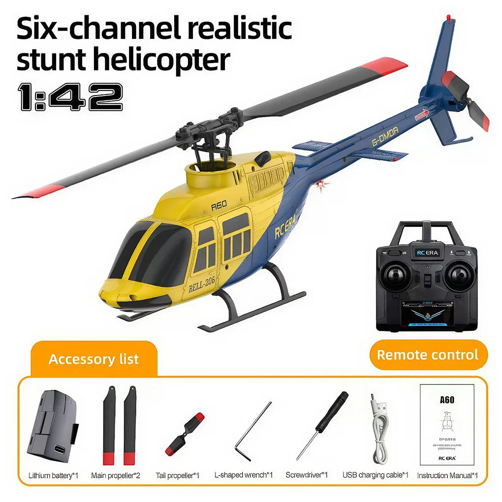 

1/43 ERA A60 Rc Helicopter 4-Axis Gyroscope One Click 3D Flip Optical Flow Positioning Helicopter Model Hobby Toy for Beginner