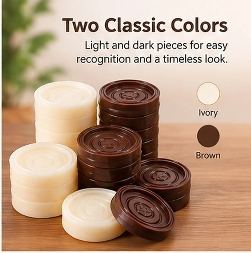 24Pcs High Quality ABS Checkers Pieces for Board Games Replacement Set Includes Checkers Backgammon Chess Pieces Compact