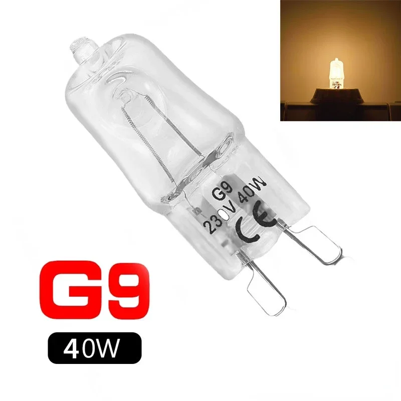 10/2PCS Halogen Lamp Beads 220-230V 40W Indoor Lighting Bulb G9 High Temperature Inserted Beads Crystal LED Halogen Bulb Light