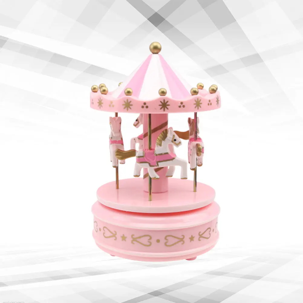

Shake Activated Carousel Music Box Pink Romantic Desktop Ornament Mini Decoration Gift For Adults Exquisite