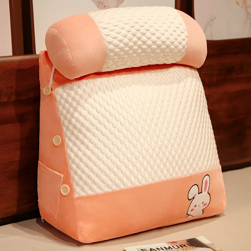 Adult Ice Beads Triangle Bedside Back Pillow Sofa Cushion Bedroom Bed Backrest Cool Breathable Waist Support Pillow