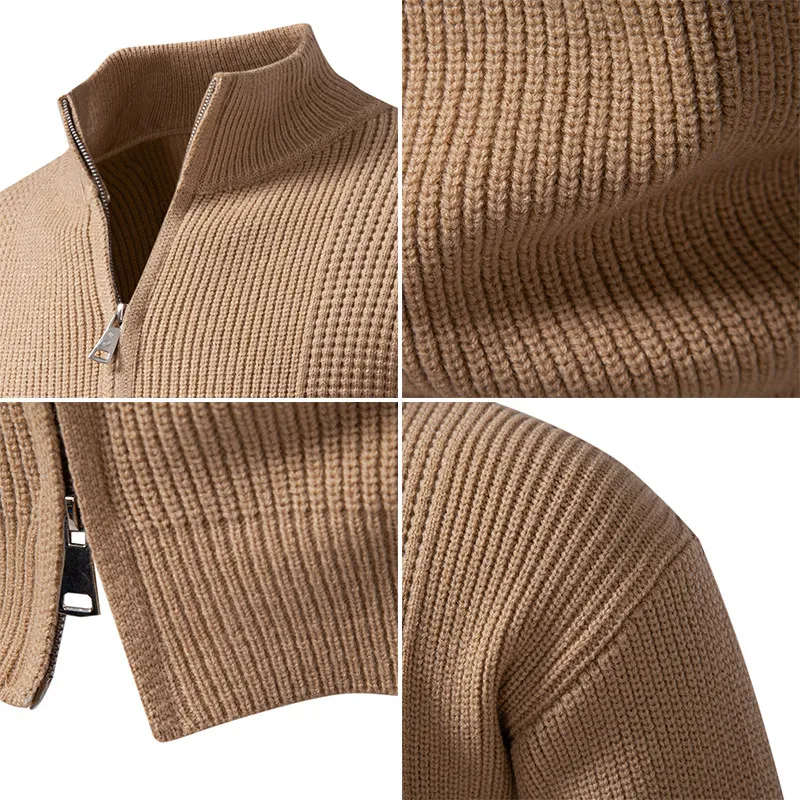 سترة رجالية محبوكة سترة كبيرة الحجم 365P55 عادية Simplici طويلة Sve الوقوف طوق سهلة تناسب ملابس مريحة #4