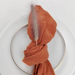 20 Pcs Pack Terracotta Cloth Napkins Pure Cotton Gauze Fabric 40x40cm Wedding Decor Everyday Use Dinner Tea Towel Table Village