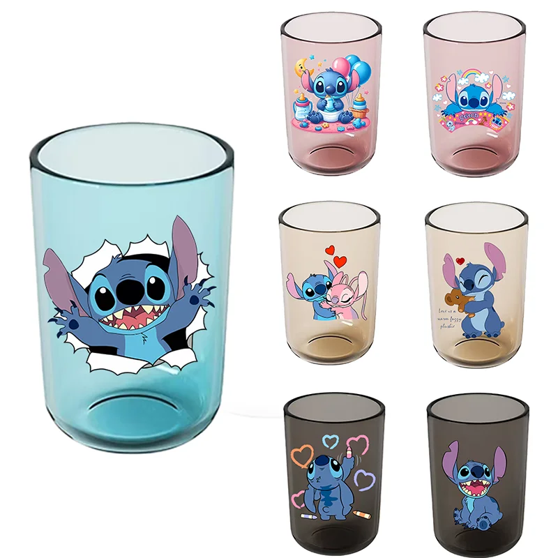 Taza de cepillo de dientes Disney Stitch, transparente, fácil de limpiar, portátil, nórdico, accesorios de baño de viaje, suministros de baño, regalo para niños