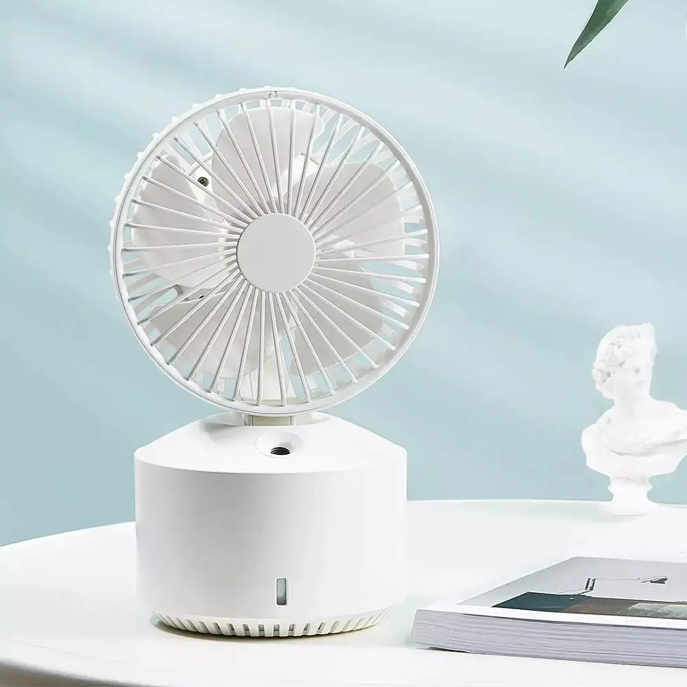 Yoyopin wellsmart 3 em 1 mini ventilador de refrigeração bladeless desktop umidificador névoa led luz da noite ventilador sem fio usb carregamento