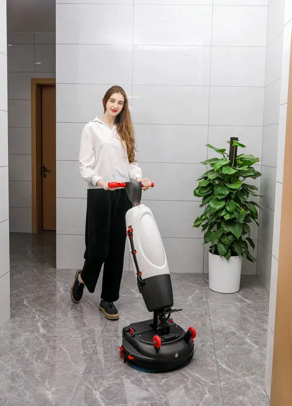 充電式業務用フロアスクラビングマシン、ダブルブラシコードレスミニスクラバー乾燥機、フロアモップ機器、簡単操作