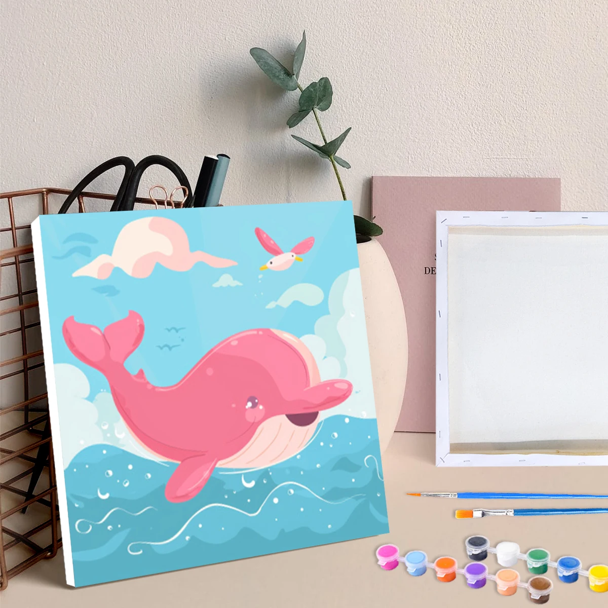 RUOPOTY  Framed Paint By Numbers Dolphin Animals Easy To Paint On Canvas Acrylic Crafts Picture For Diy Gift