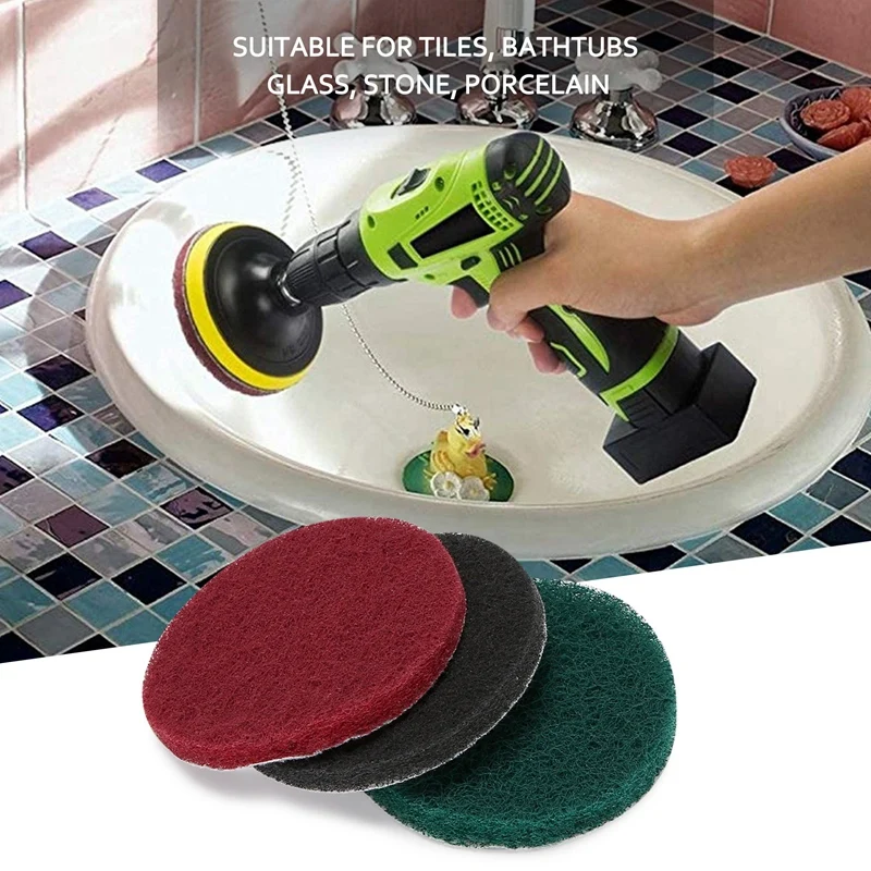 13 Pieces Drill Power Scrubber Brush Scouring Pads & Sponge Cleaning Kit - All Purpose Cleaner Scrubbing Cordless Drill