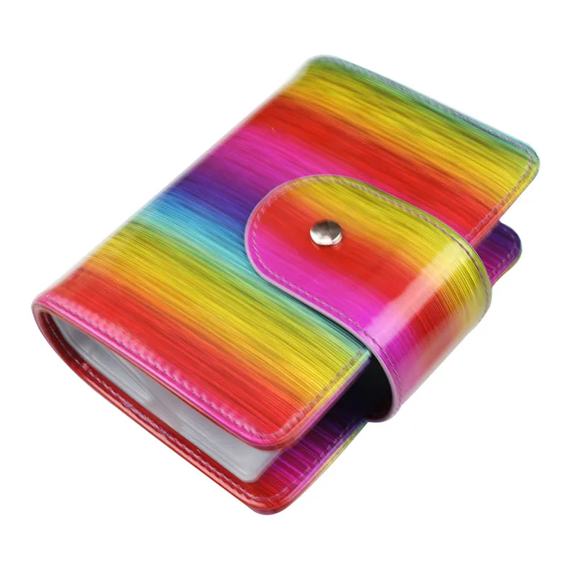 Finger Angel 20 Slots PU Nail Stamping Plates Case Rainbow/Purple/Pink 6X12cm Nail Template Organizer Storage Holder Bag#FJH16