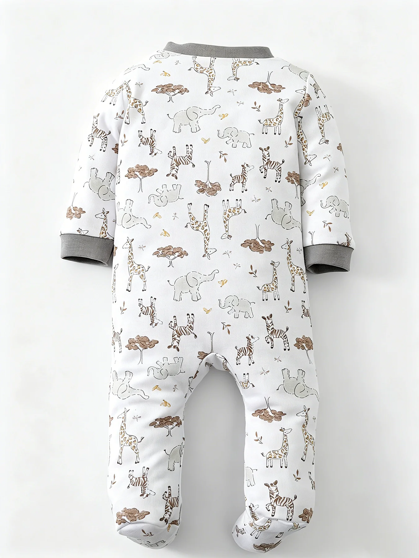 TtkaaBaby 100% Cotton Animal-Print Footed Long-Sleeve Baby Casual Two-Piece Romper Set—Newborn and First Birthday Gift