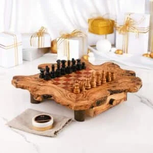 

Rustic Wooden Chess Set with Storage
